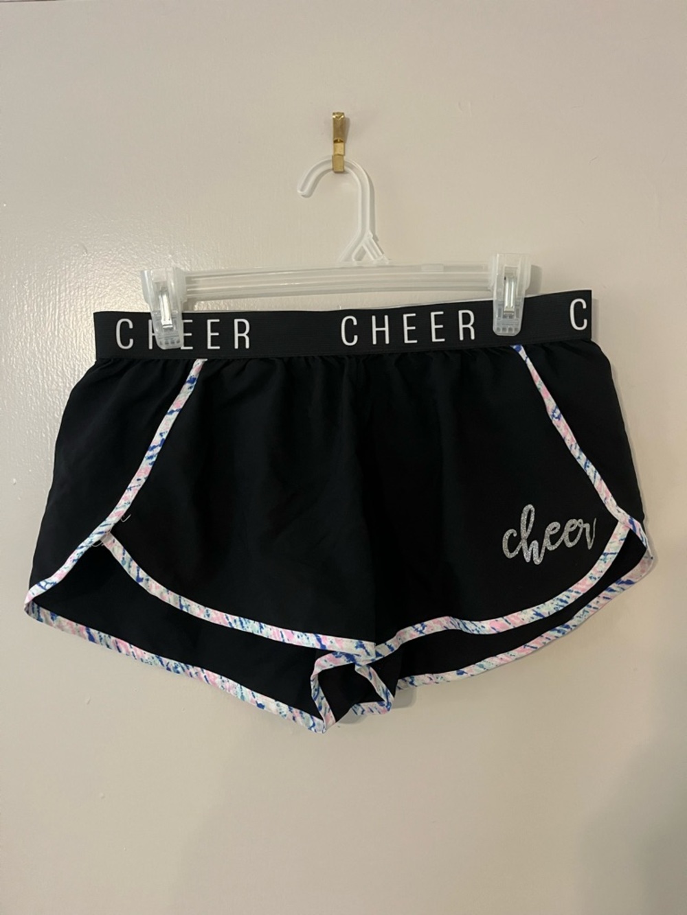Varsity Spirit Black Cheer Shorts Multi-Color Trim Size Large